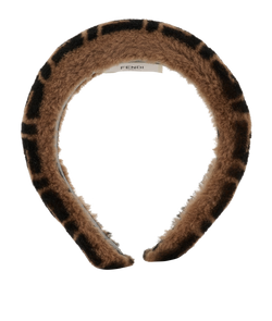Fendi Zucca FF Headband, Shearling, Brown, MII, B, 2*